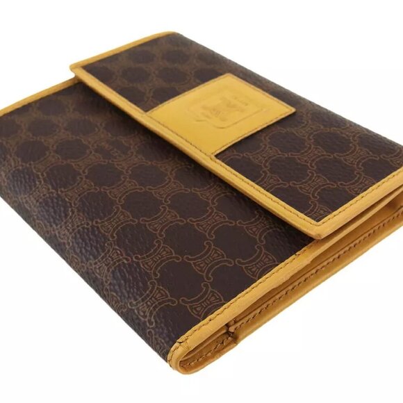 CELINE tri-fold wallet Macadam beige PVC ?~ leather Authentic used - Picture 3 of 10